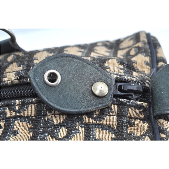 Authentic Christian Dior Trotter Hand Boston Bag Purse Canvas Leather Blue J9550 - Picture 4 of 16